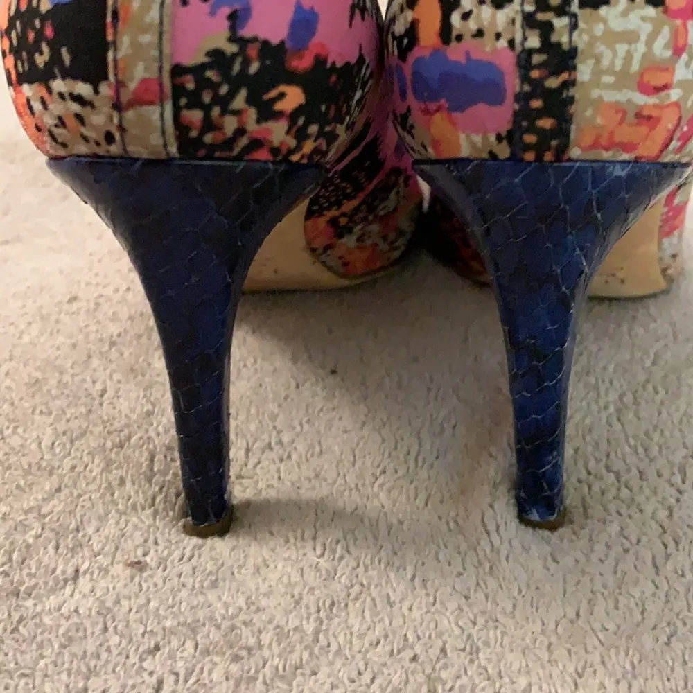 J. Crew Everly Cap Toe Printed T-Strap Heels. VGC - Image 8