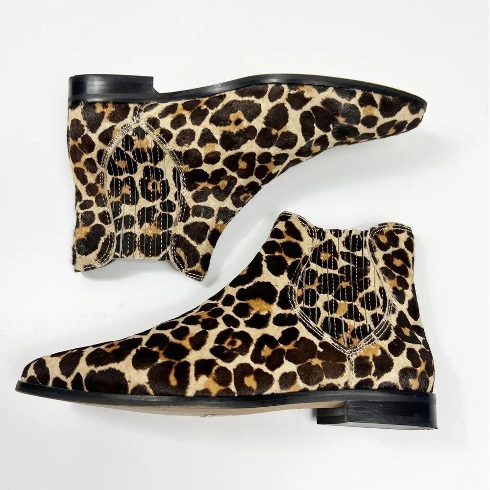 Rebecca Minkoff Madysin Leopard Print Calf Hair Pointed Toe Booties Size 7.5 - Image 4
