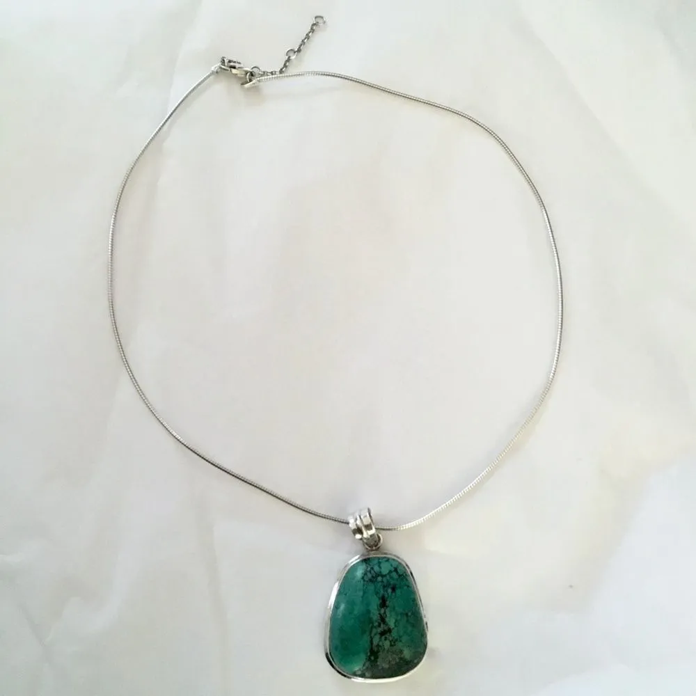 Vintage Turquoise Sterling Silver Pendant Necklace - Image 6