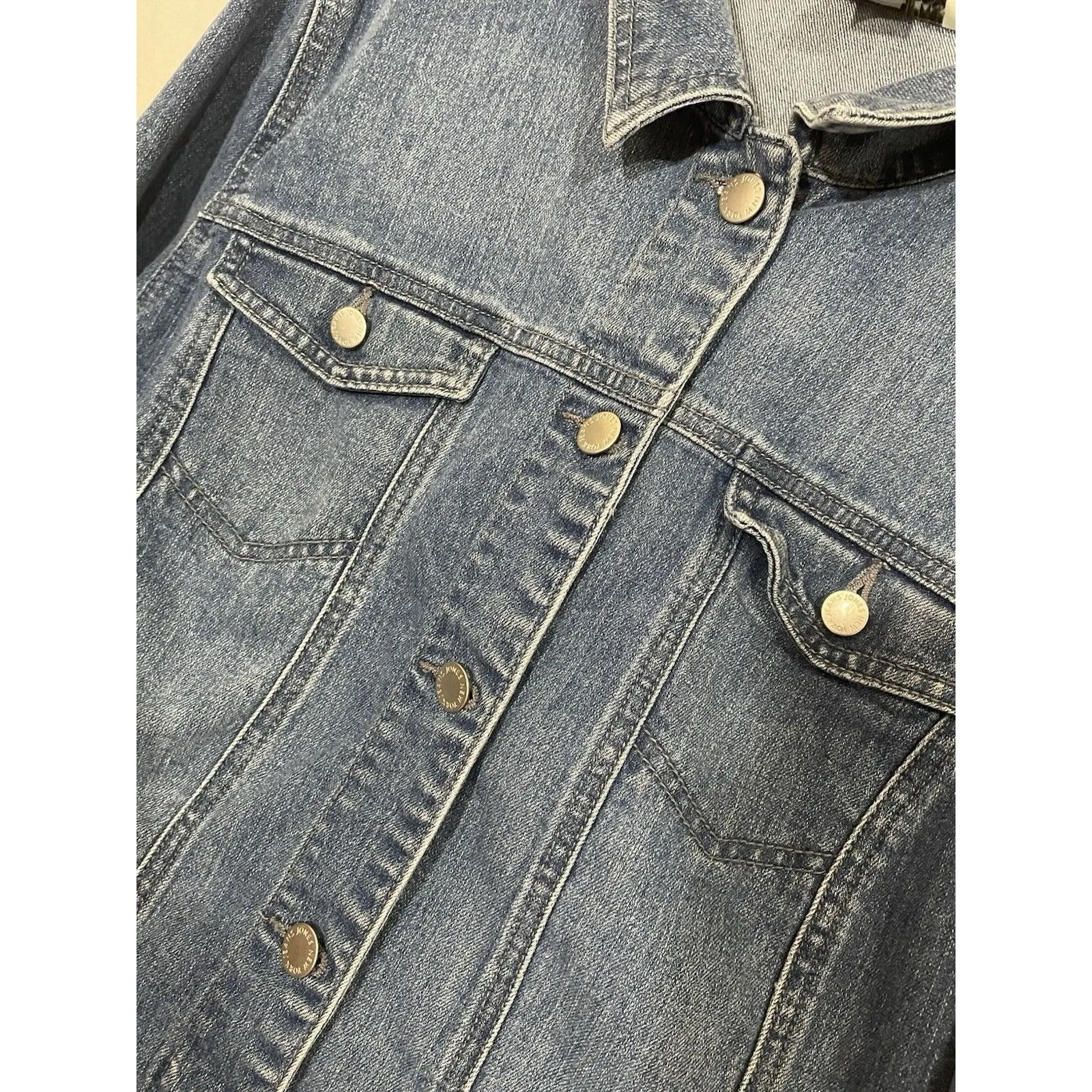 Jones New York Jeans Jacket Womens XL Trucker Denim Blue - Image 2
