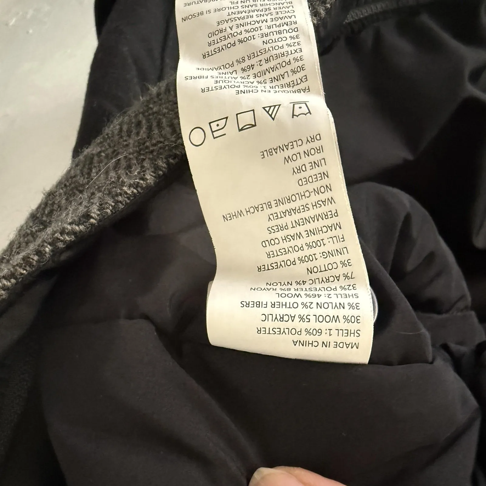 Prana Jacket Women's XL Gray Black Wool Blend Full Zip‎ Herringbone Lined - Image 7