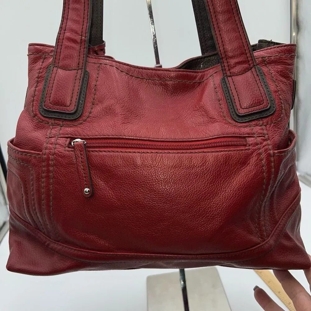 Tignanello Soft Italian Leather Three Part purse with Large Bag Charm and brande Red - Image 8