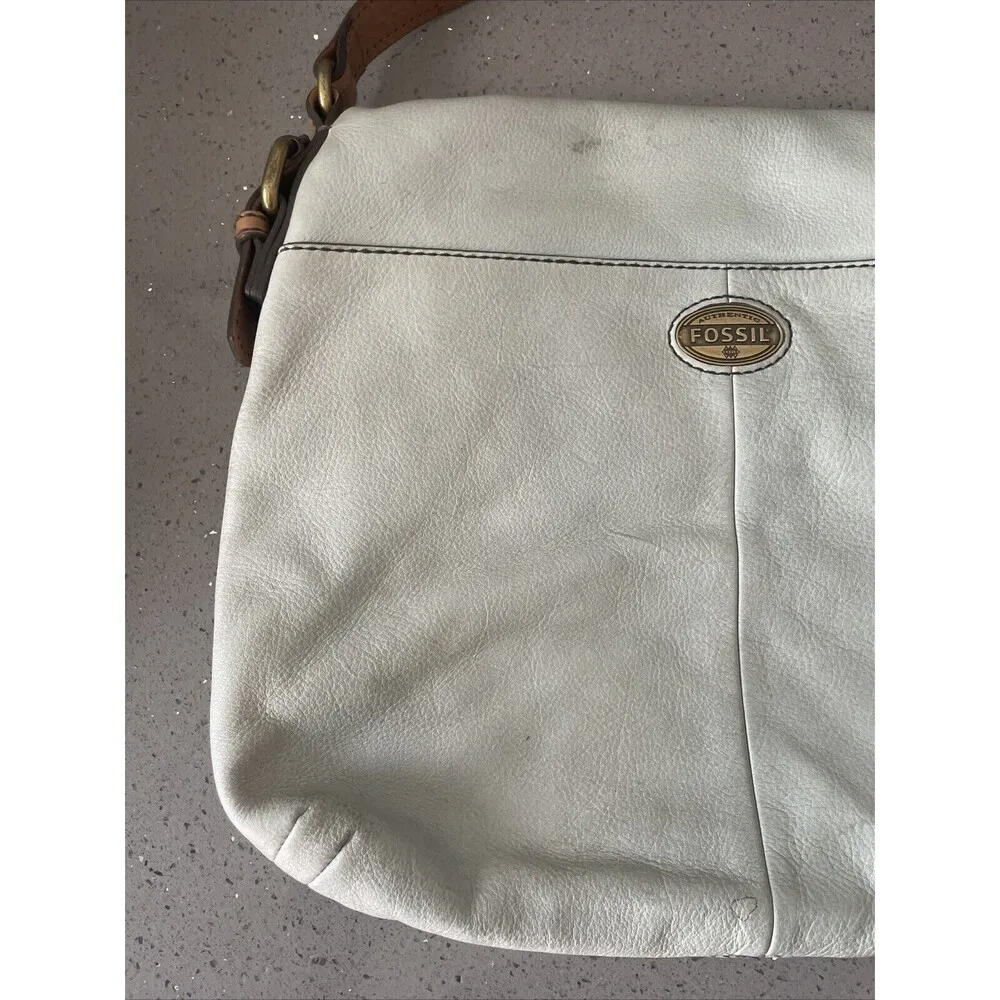 FOSSIL Explorer Flap Foldover Hobo Light blue Leather Slouch Shoulder Bag - Image 2