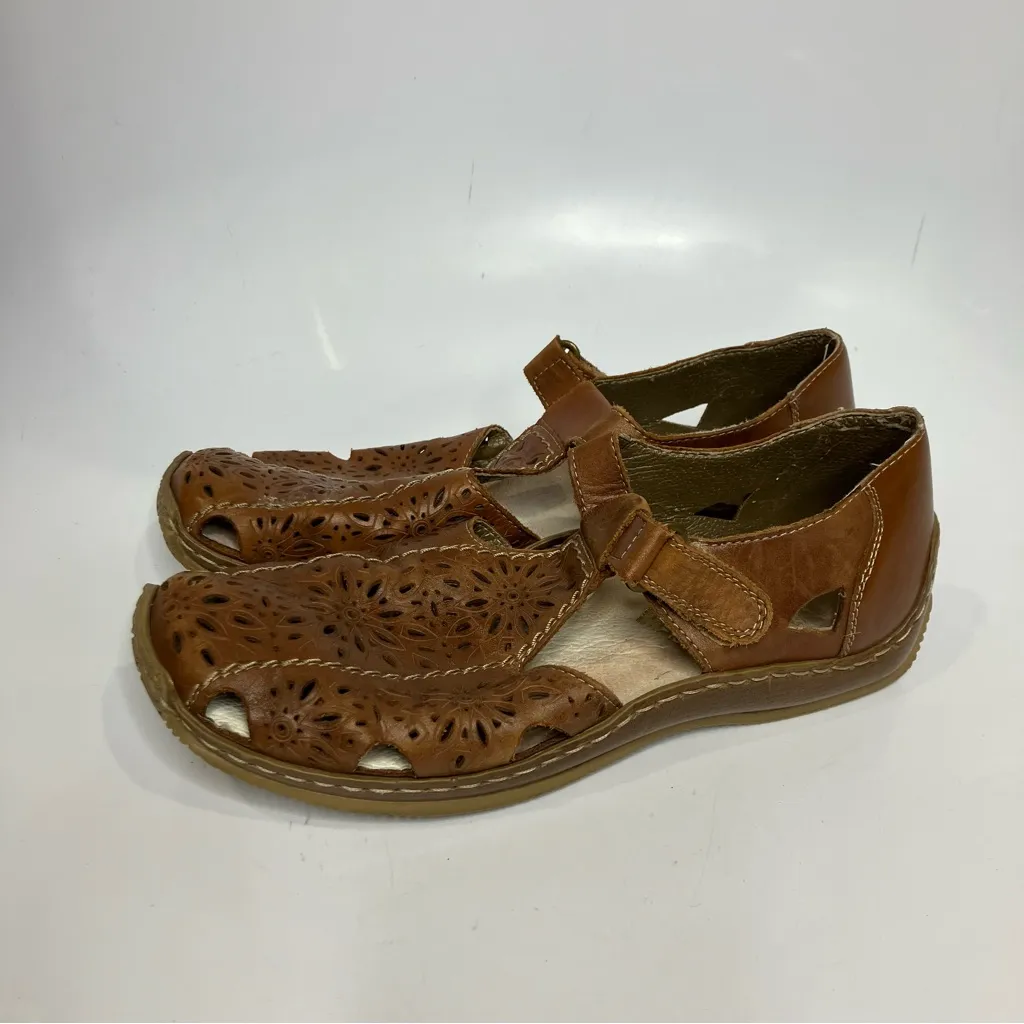 Rieker‎ brown leather shoes sandals women’s size 39 8.5 boho cottagecore casual - Image 4