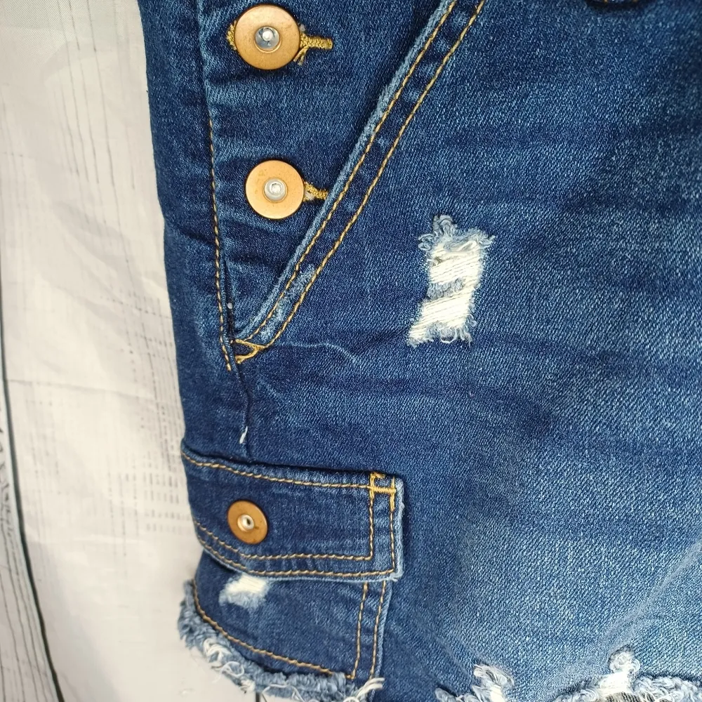 No Boundaries Denim Distressed Overalls - Image 6