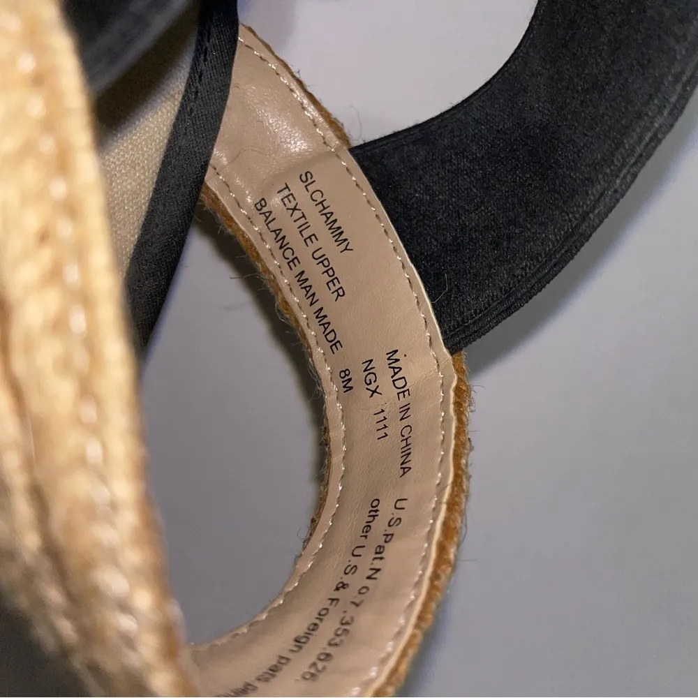 San & Libby Espadrille Wedge Sandals Black Strappy Women's Size 8 - Image 9