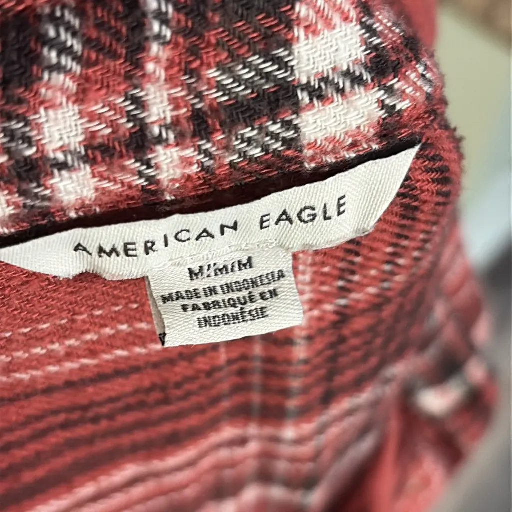 American Eagle oversized plaid peplum babydoll flannel medium - Image 5