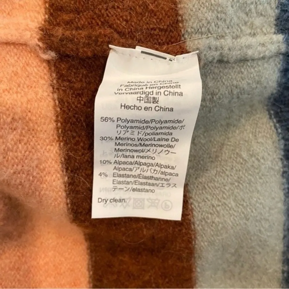 Madewell Pullover Sweater in Elmwood Stripe Orange Blue Size Medium Alpaca Wool - Image 10