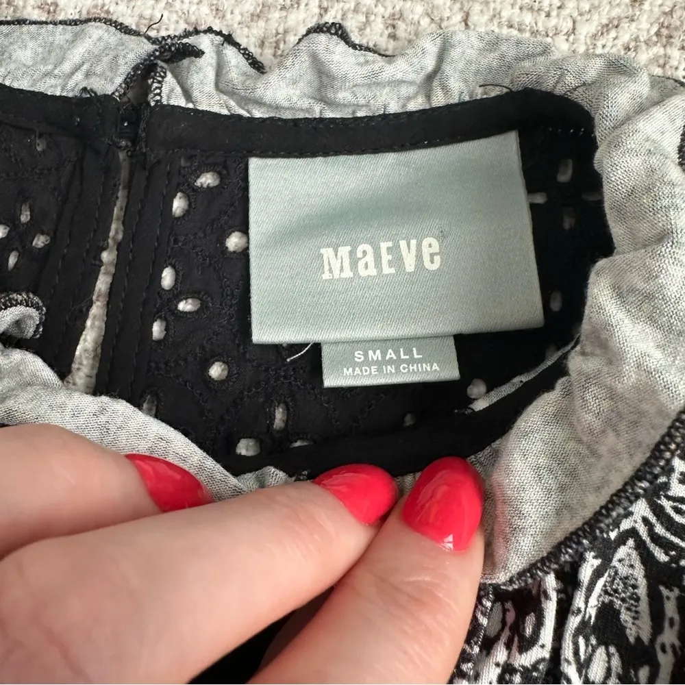 Maeve Anthropologie Terman Printed Top In Black Motif - Image 3