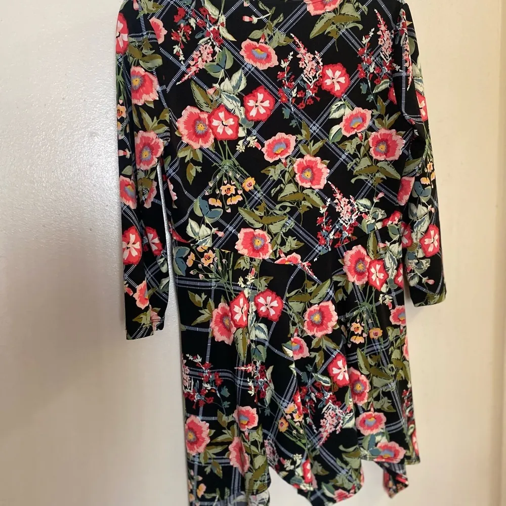 Slinky Brand Women’s Long Tunic Blouse XS Black Pink Floral Print Bust 34” - Image 4