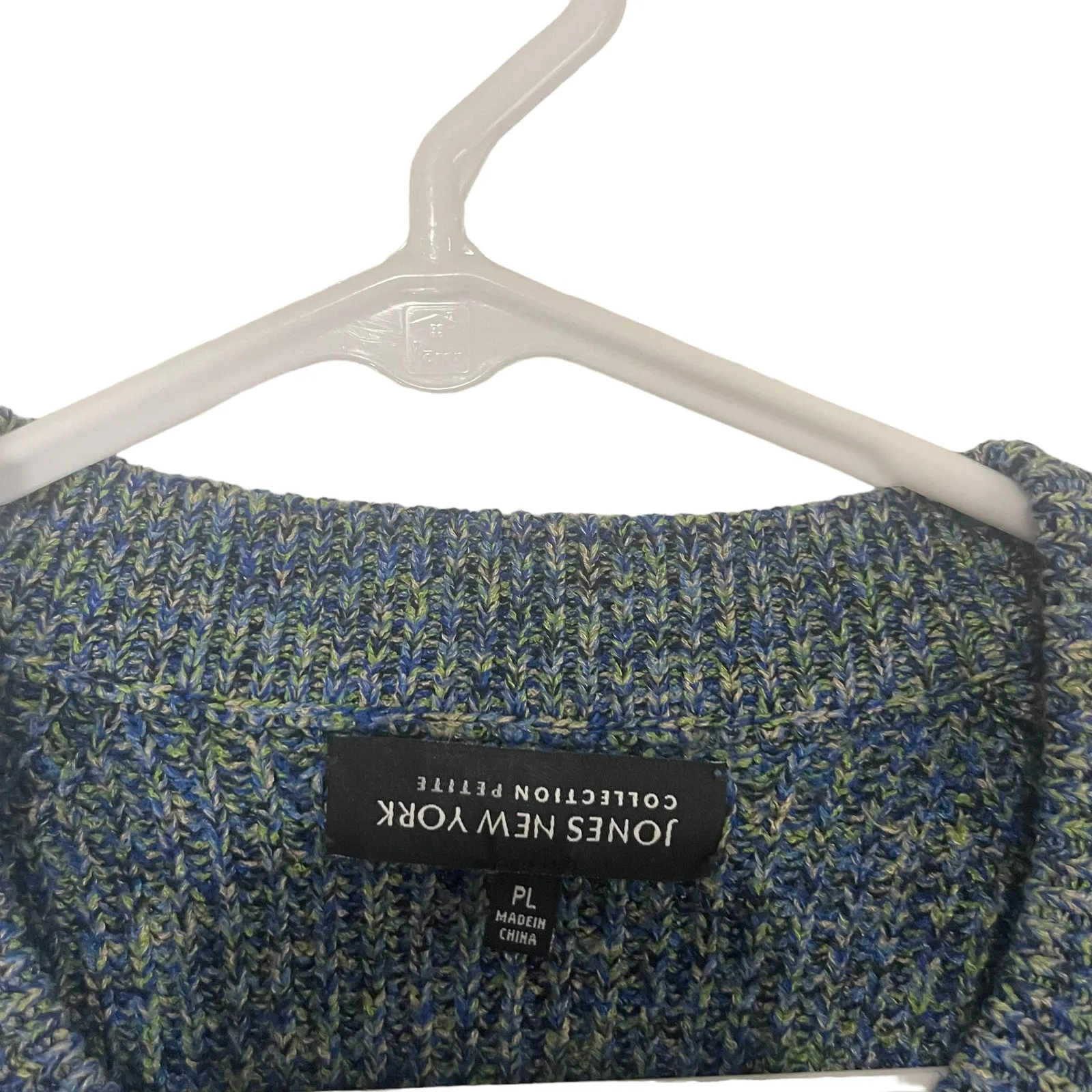 Jones New York Size‎ Large Speckled Heavy Blue Green Button Up Sweater - Image 3