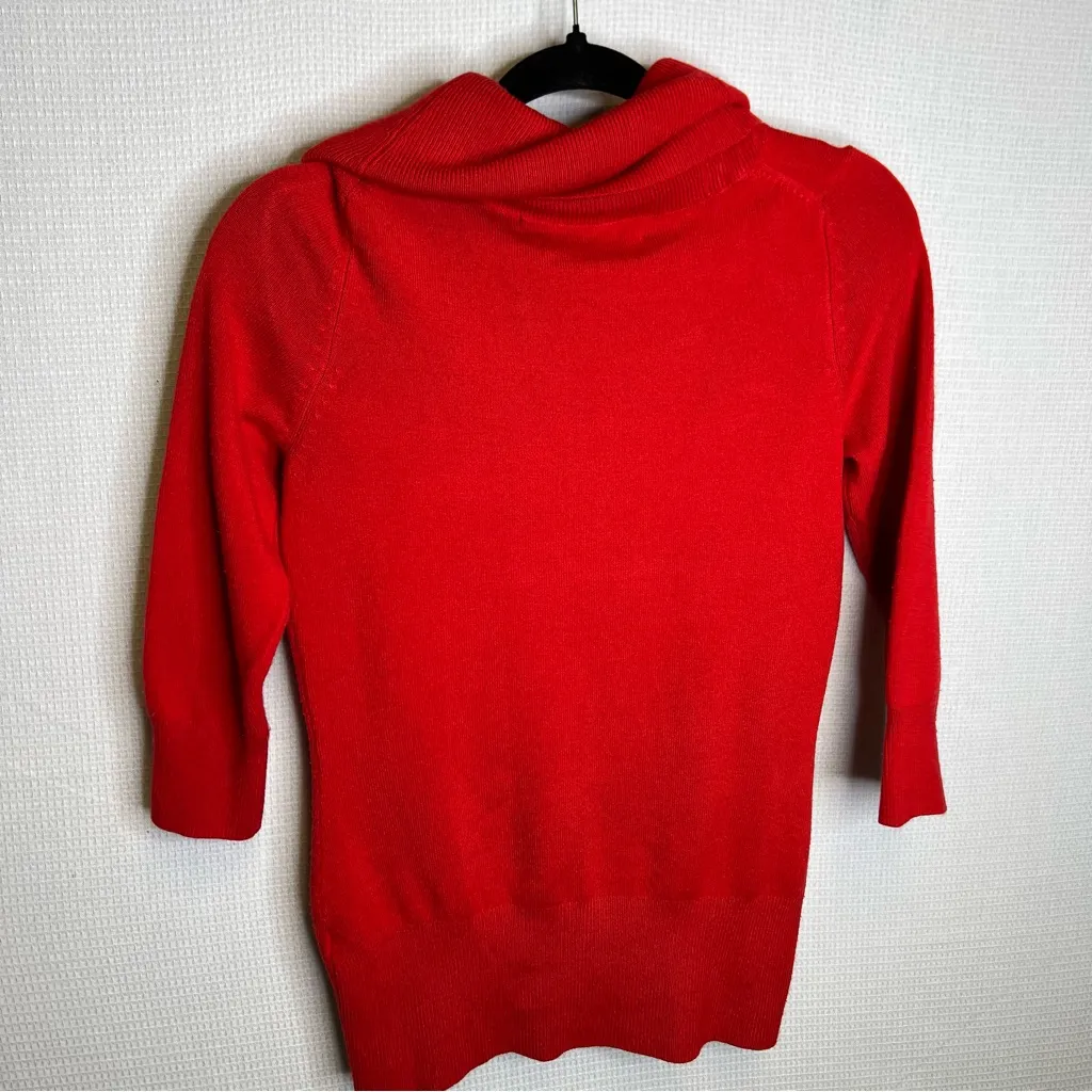 French Connection‎ | Small Red Turtleneck Sweater with 3/4 Sleeves - Image 3