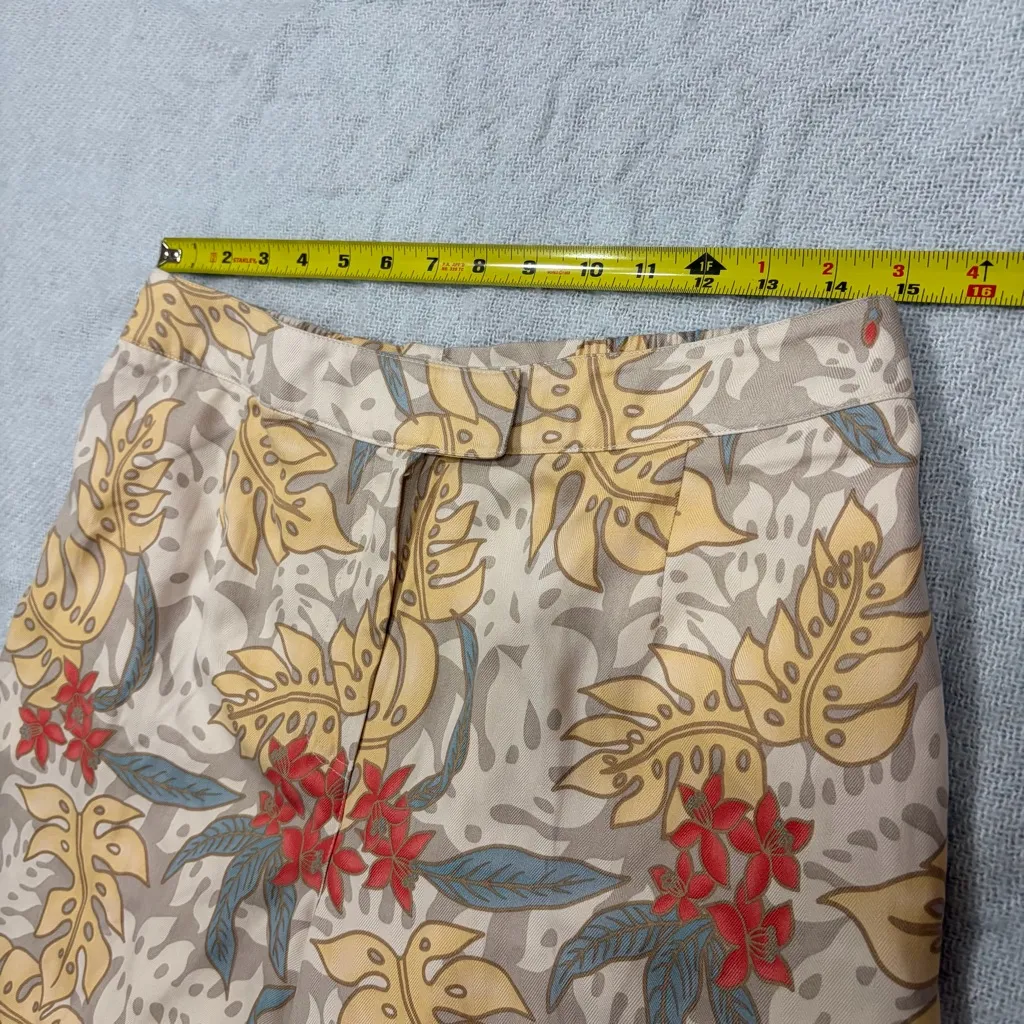 August Silk 100% Silk Leaf Pattern Pants Sz M Boho Peasant Contemprorary Retro - Image 6