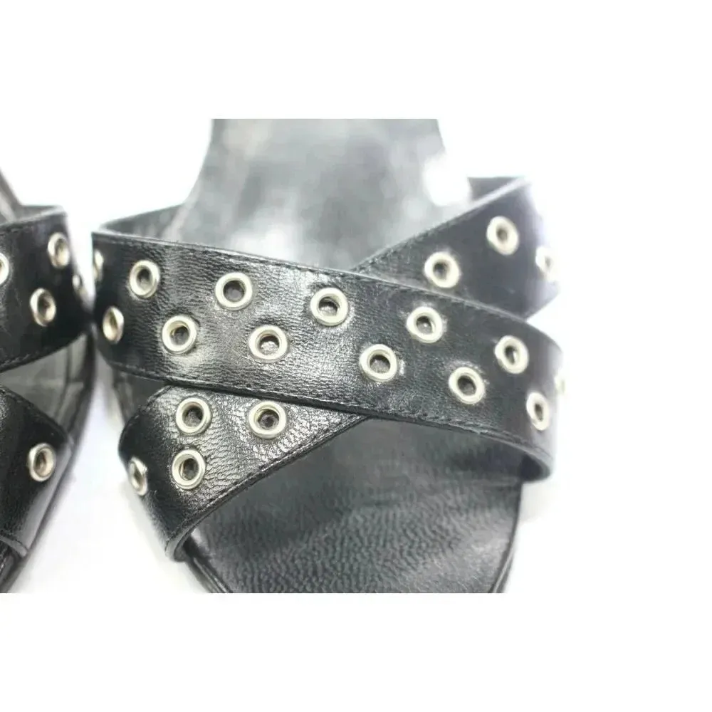 Manolo Blahnik Sz 7.5 37.5 Women Calf Black Leather Heels Carolyne Sling back - Image 10