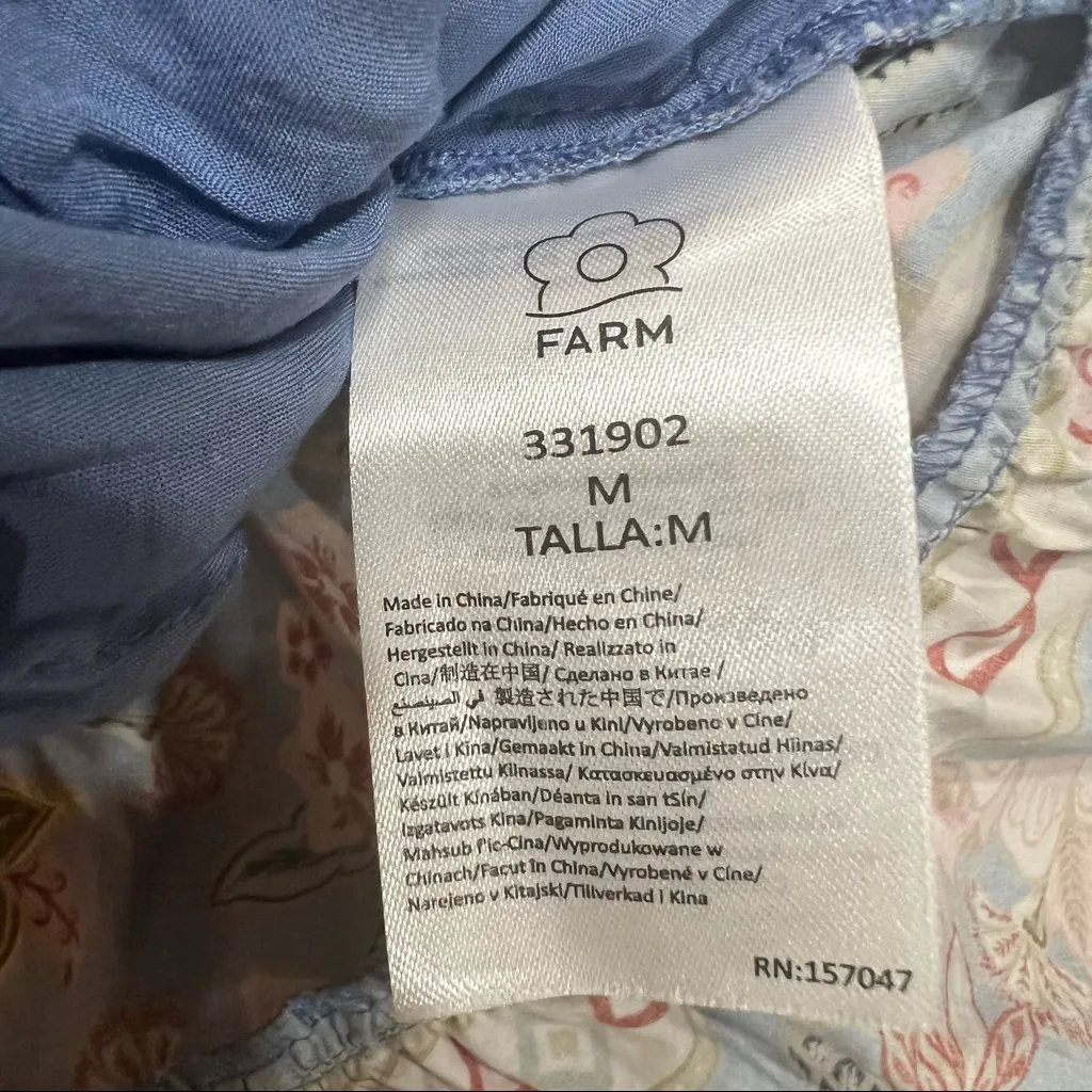 š$210 FARM RIO SZ MEDIUM BLUE SUPERBLOOM TAPESTRY ORGANIC COTTON MINI DRESS EUC - Image 13