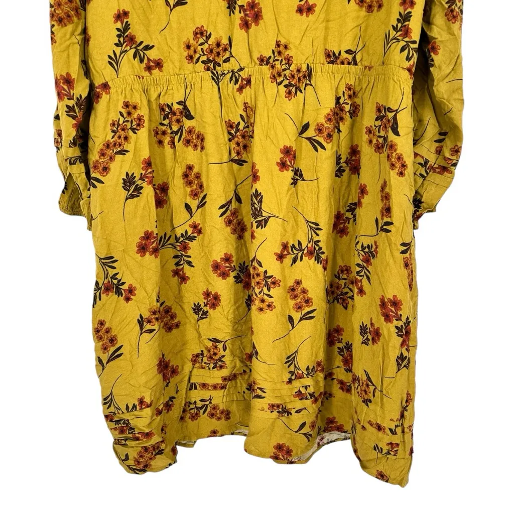 Daniel Rainn Mustard Floral Print Long Sleeve Dress size 2X NWT Surplice V Neck - Image 5