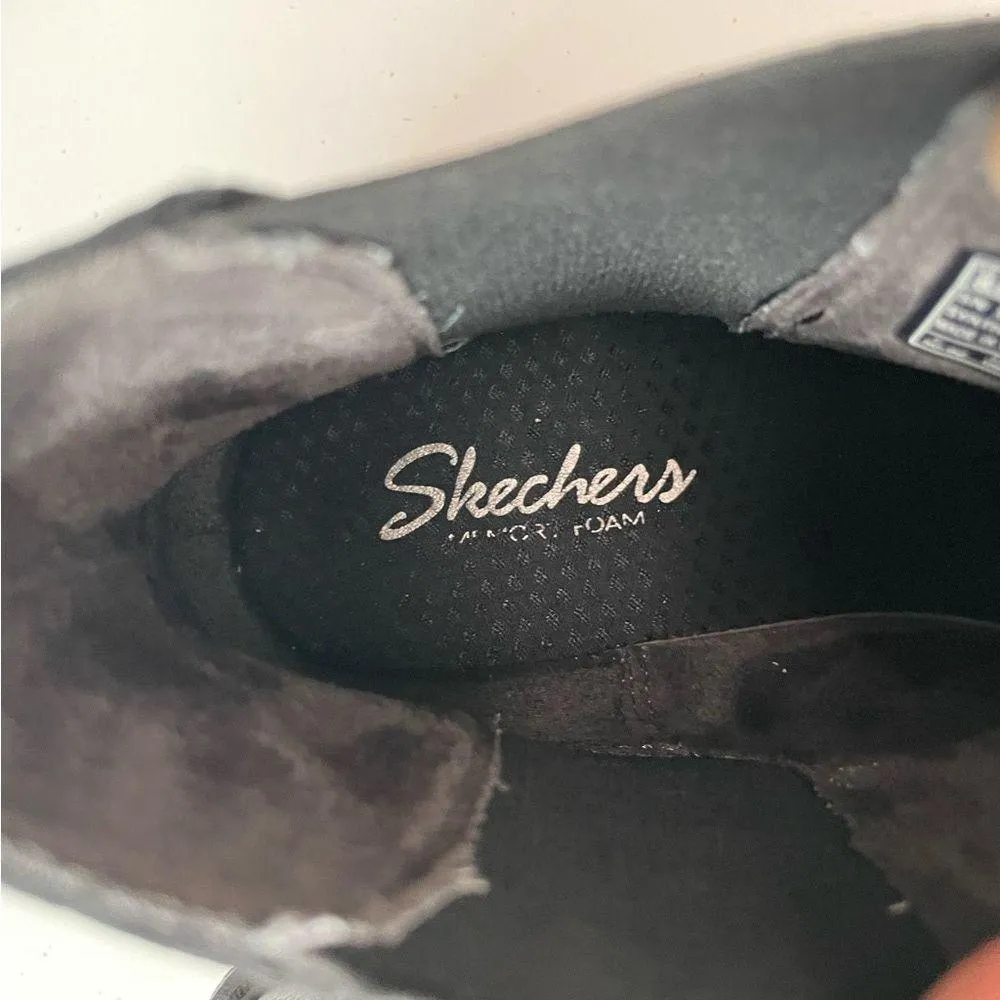 Skechers Boots City Combat Pull On Platform Lugged Soles Memory Foam Ankle Black - Image 15