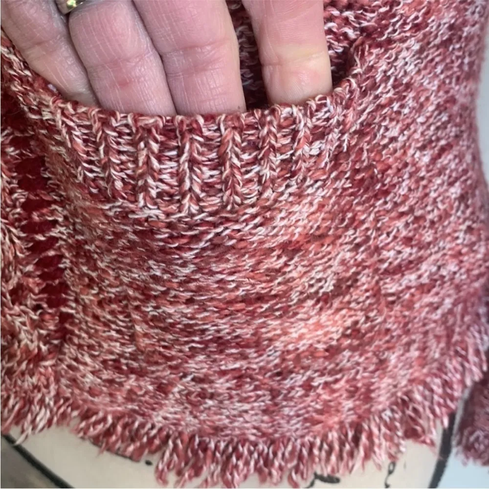 Anthropologie Angle Of The North Eliot Fringe Red White Cardigan Sweater Small - Image 6