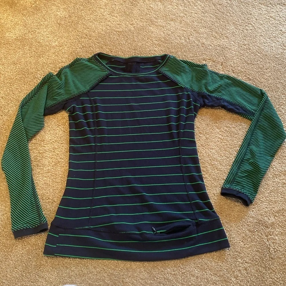 Lululemon Full Tilt L/S Slalom Stripe Inkwell Hyper Stripe Green Bean Inkwell 6 - Image 7