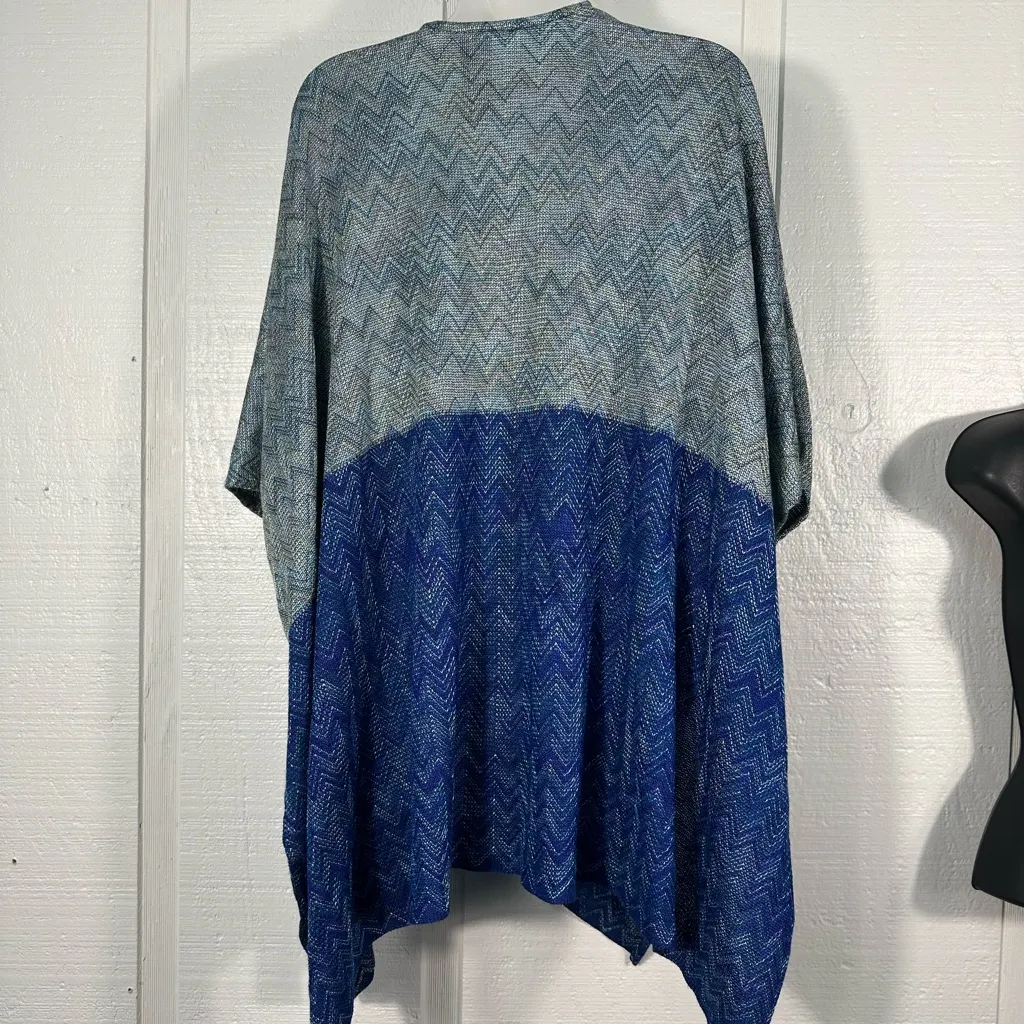 Vince Camuto Blue and Gray Short Sleeve Kimono Cardigan One Size NWOT - Image 6