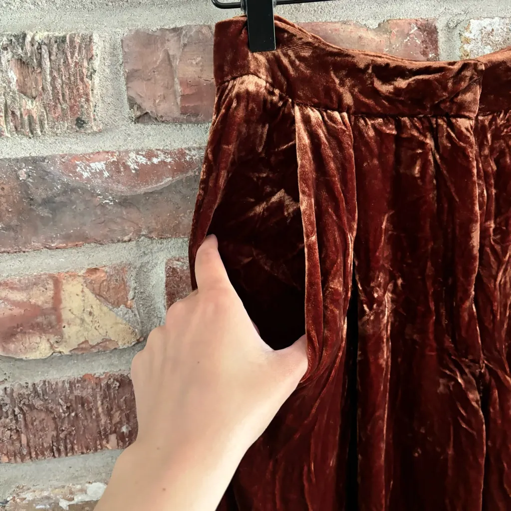 Stine Goya Burnt Orange Velvet Wide Leg Pants, M Size M - Image 5