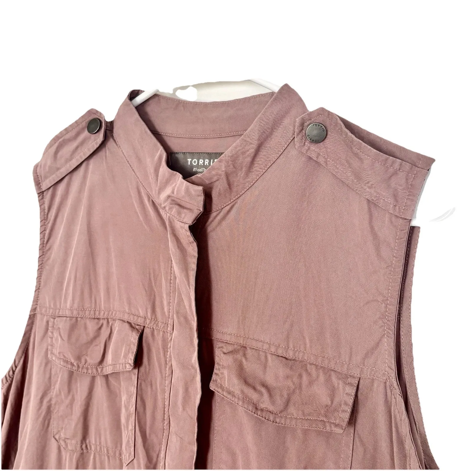 Torrid Women's Mauve Pink Utility Vest Outdoor Party Casual Layering Zip Size 0 - Image 4