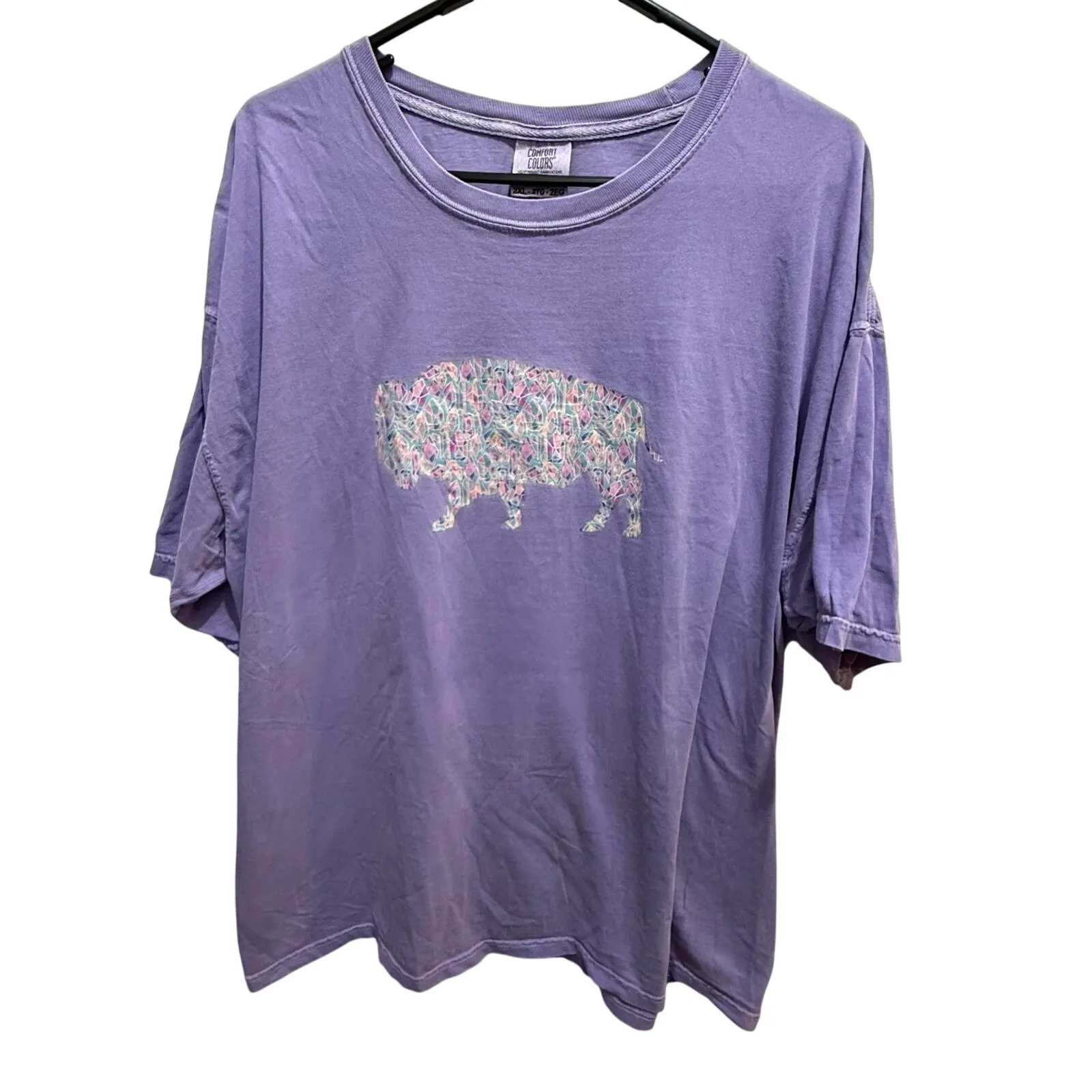 Comfort Colors 2X Buffalo Graphic Tee Purple Heavyweight Cotton Oversized Lounge - Image 2