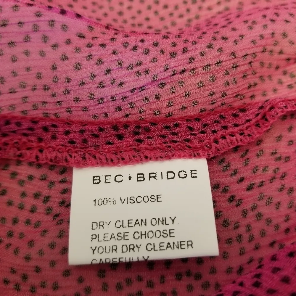 {8} Bec + Bridge Pink Party Shirt Ruffle Button Sheer - Image 11