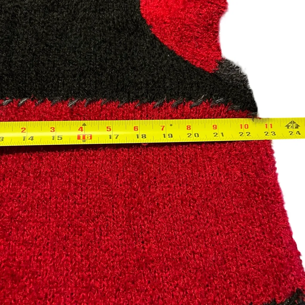Vintage Hand Embroidered Patchwork Mohair Blend Cardigan Sweater Size 1X Grandma Red - Image 3