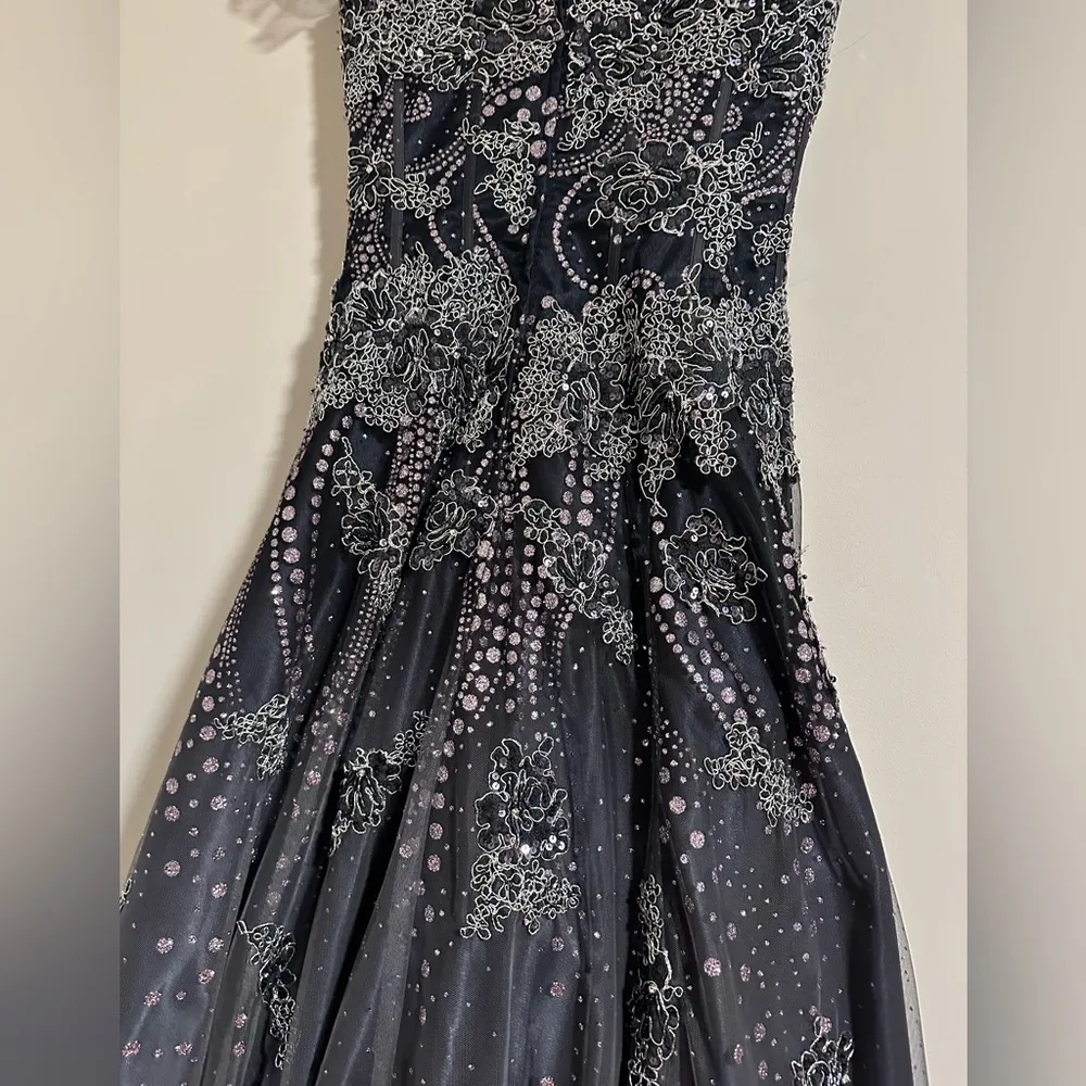 Jovani mesh glitter embellished full length gown dress prom inaugural ball - Image 14