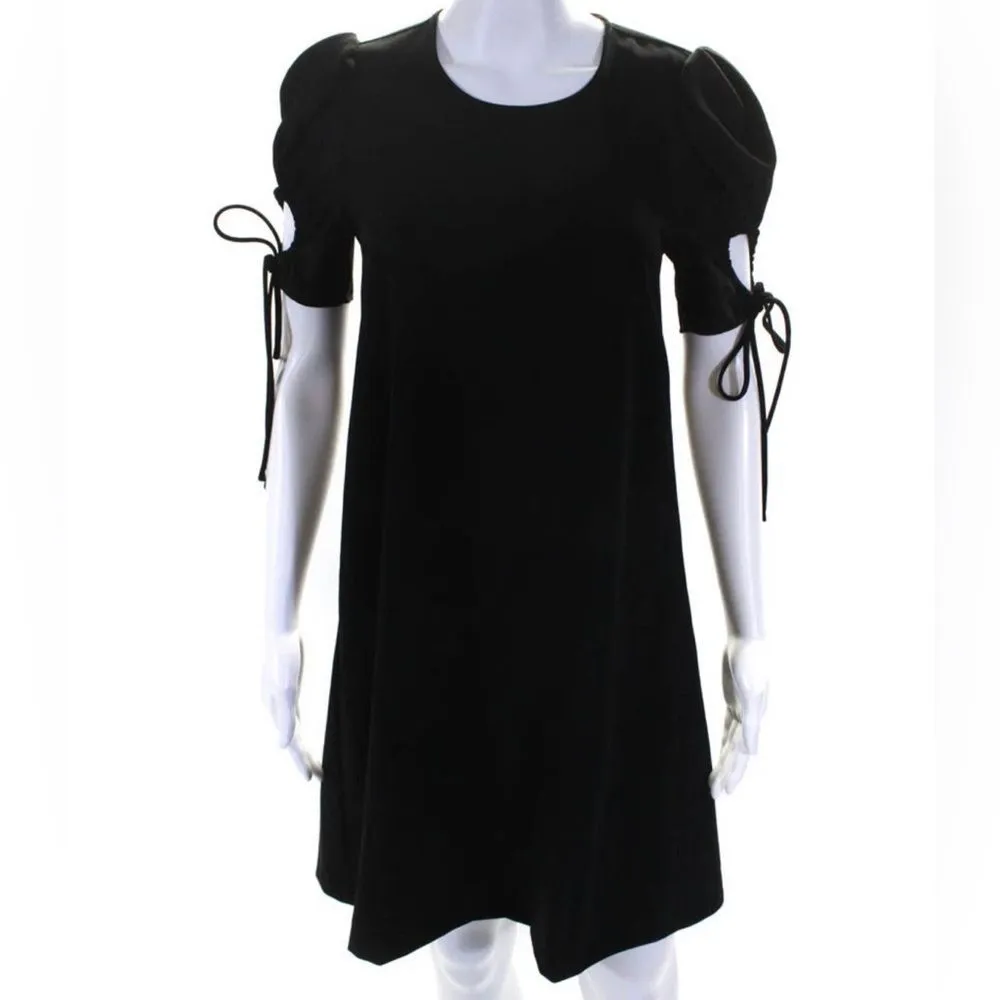 SEE BY CHLOÉ Ruched Pouf‎ Sleeve Black Mini Dress 36 - Image 4