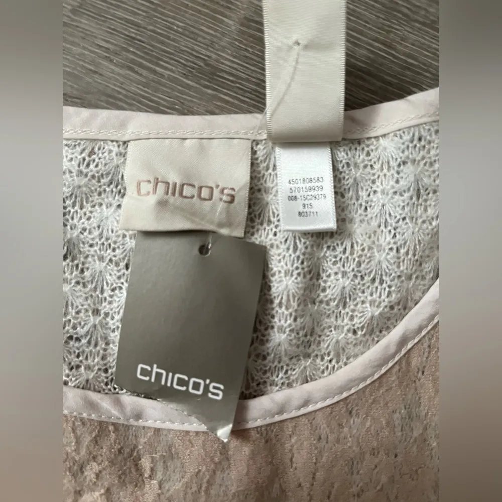 Chicos Sz 1 (Medium) Dusty Rose Tianna Textured Lace Top 3/4 Sleeve Blouse NWT - Image 10