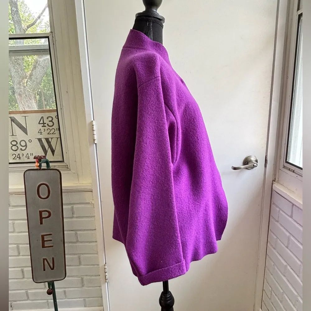 Eileen‎ Fisher High Collar Boiled 100% Wool Jacket large layered classic luxury - Image 6