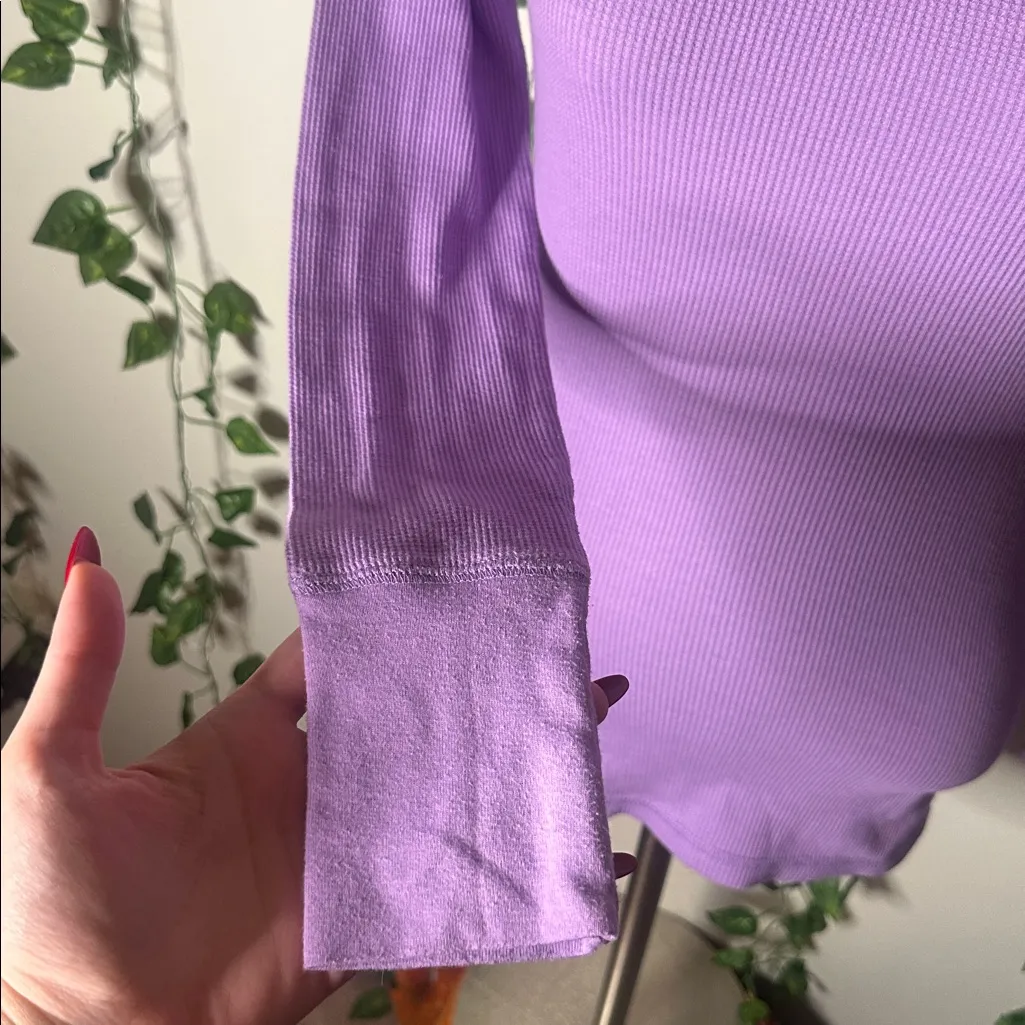 Old Navy Longsleeve Waffle Crew Lounge Shirt French Violet Stretch - Image 3