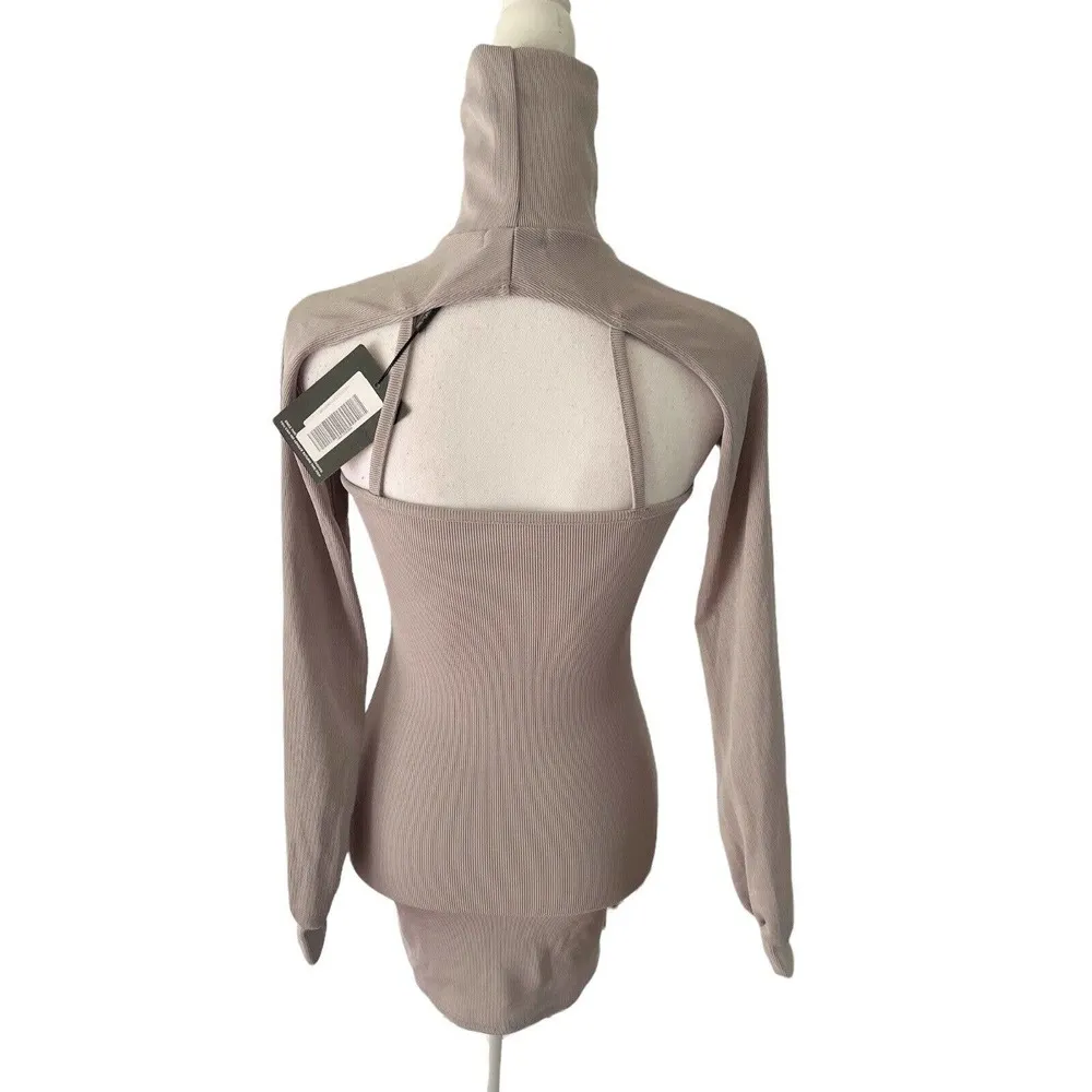 Pretty Little Thing Ribbed Bodycon Turtleneck Cutout Long Sleeve Sweater Sz 2 - Image 3