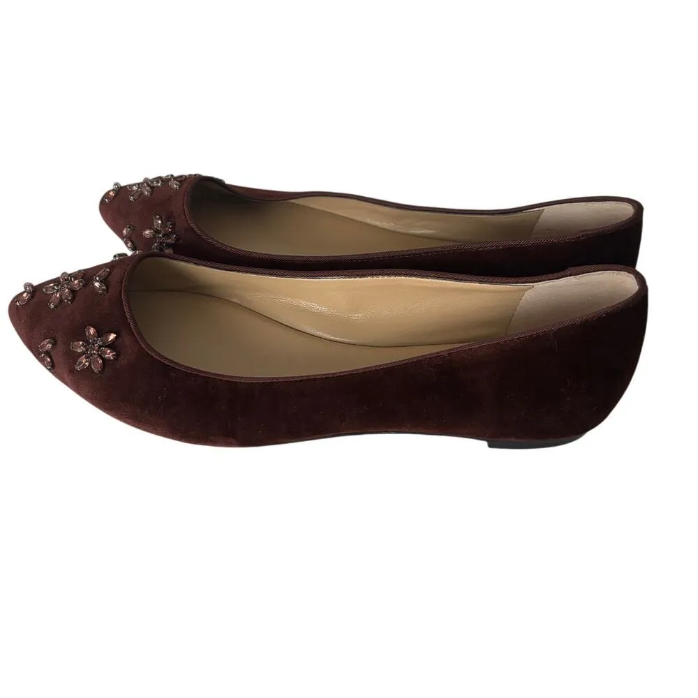 Ann Taylor Ruby Wine Auden Velvet Jeweled Flats - Image 3