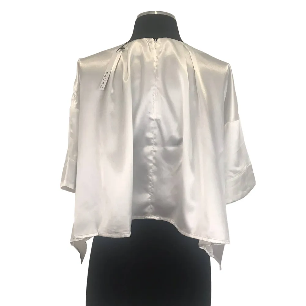 NWT CAARA Satin Silky White Cropped Top XS - Image 4