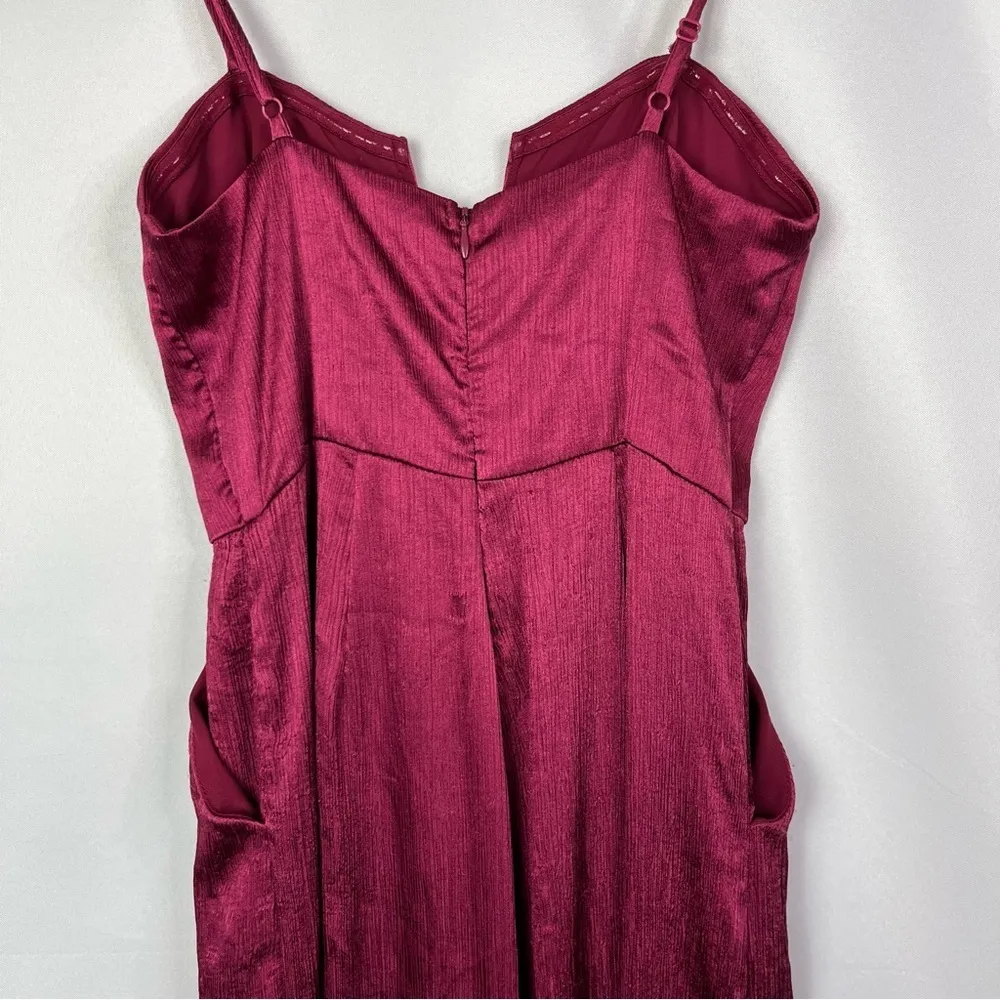 Boutique Lush Hot Pink Satin Cut Out Wide Leg Jumpsuit S - Image 4