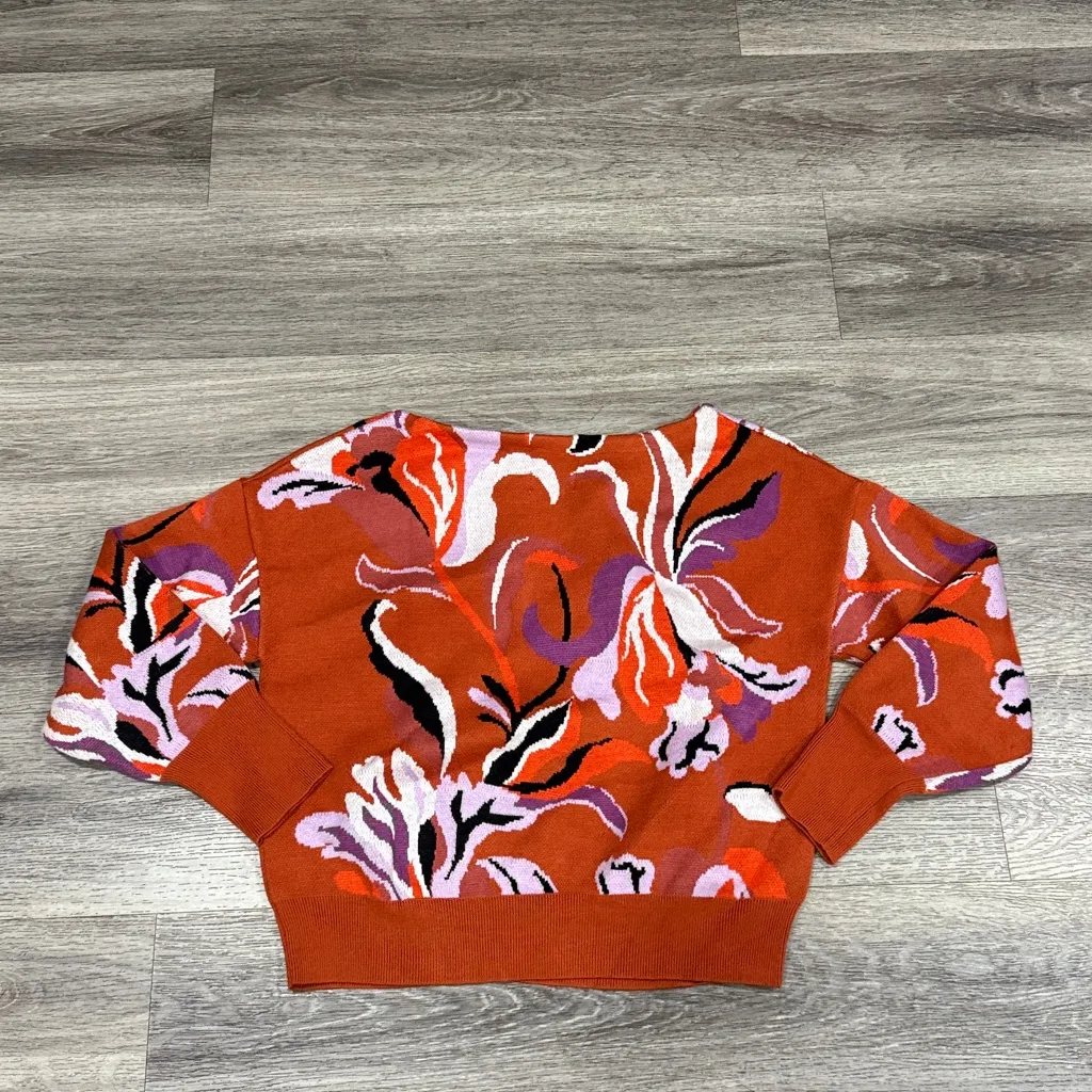 Maeve Rust Floral Sweatshirt Women’s Boat neck Pullover Size Medium - Image 4