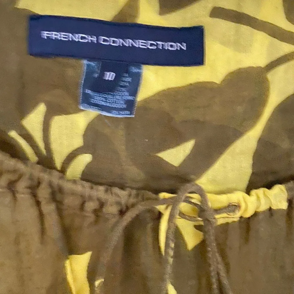 French Connection Printed Drawstring Waist Mini Shirt Dress Size 10 - Image 4