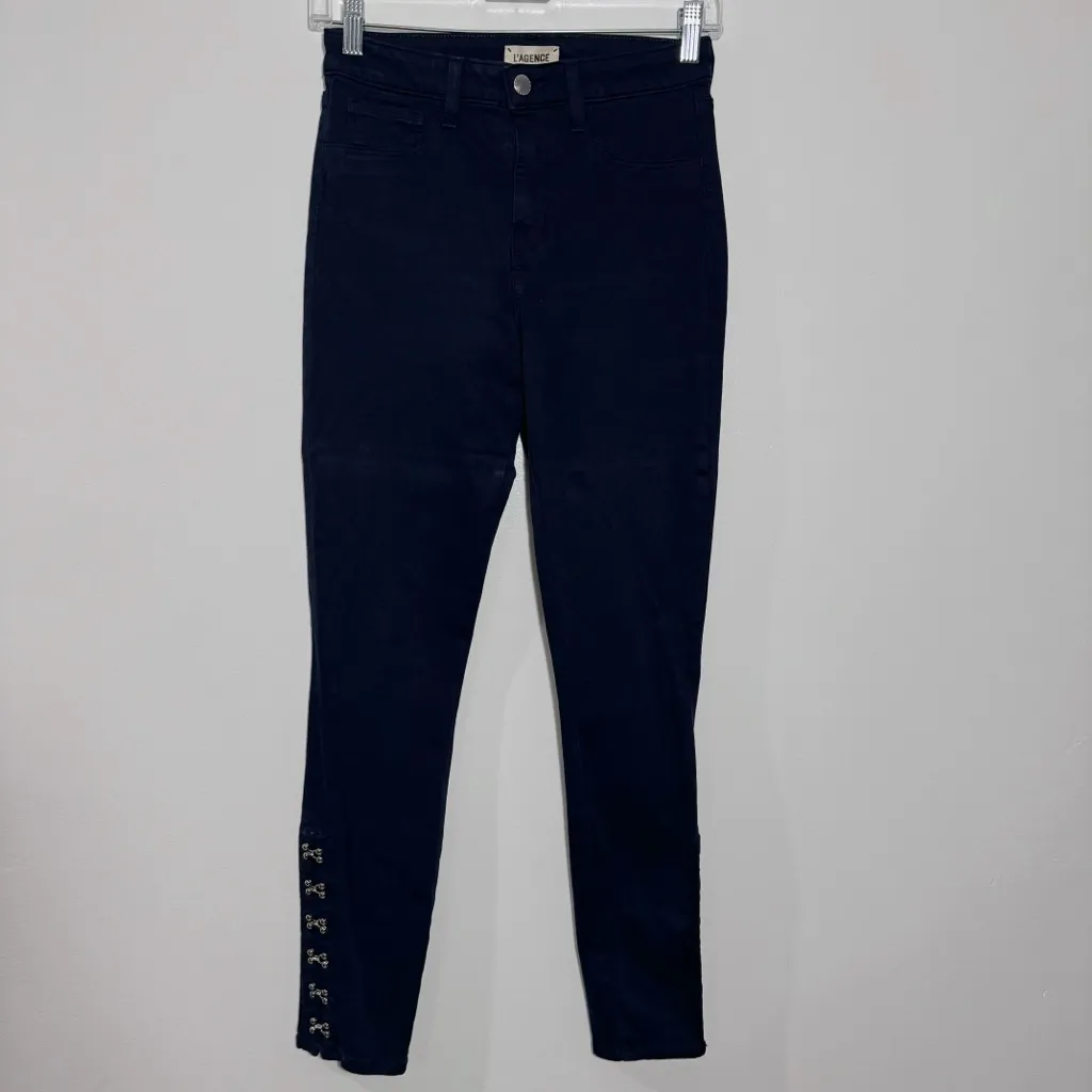 L'Agence Marlo Oxford Skinny High Rise Silver Clasp Ankle Length Jeans‎ Size 25 - Image 3
