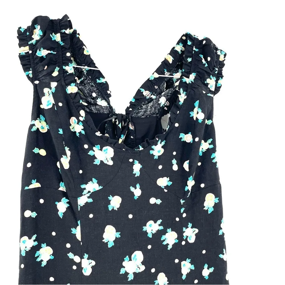 Free People Like A Lady Mini Floral Black Tie Back Mini Tunic Dress - Image 6