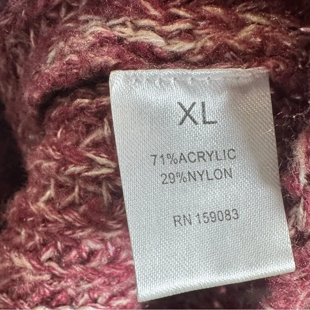 Burgundy wine and mocha long lantern sleeve cropped sweater size XL - Image 6