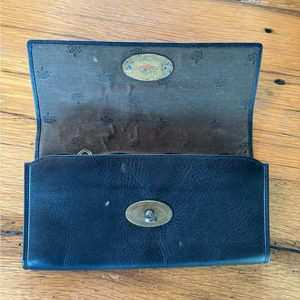 Mulberry Vintage Continental Classic Long Black Leather Wallet Turnlock Purse - Image 2