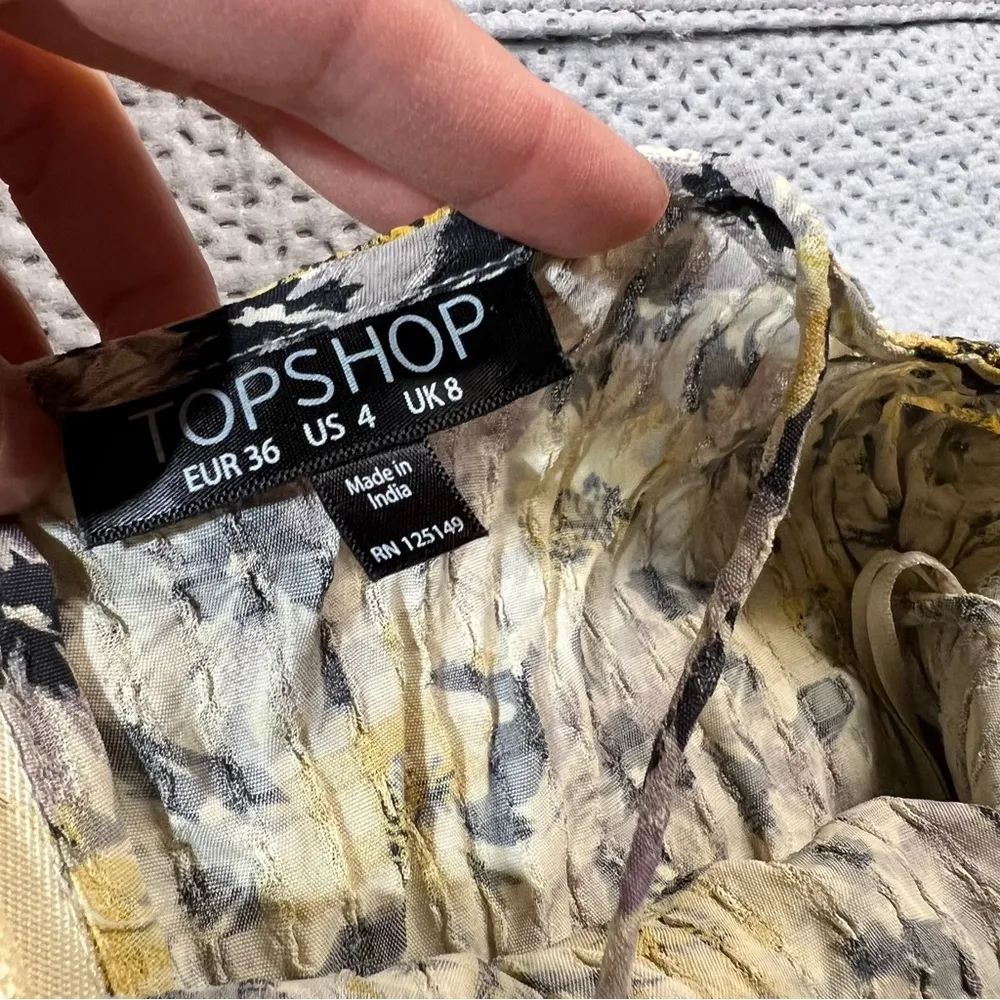 Topshop Black & Yellow Floral Print Halter Off the Shoulder Jumpsuit Size 4 EUC - Image 8