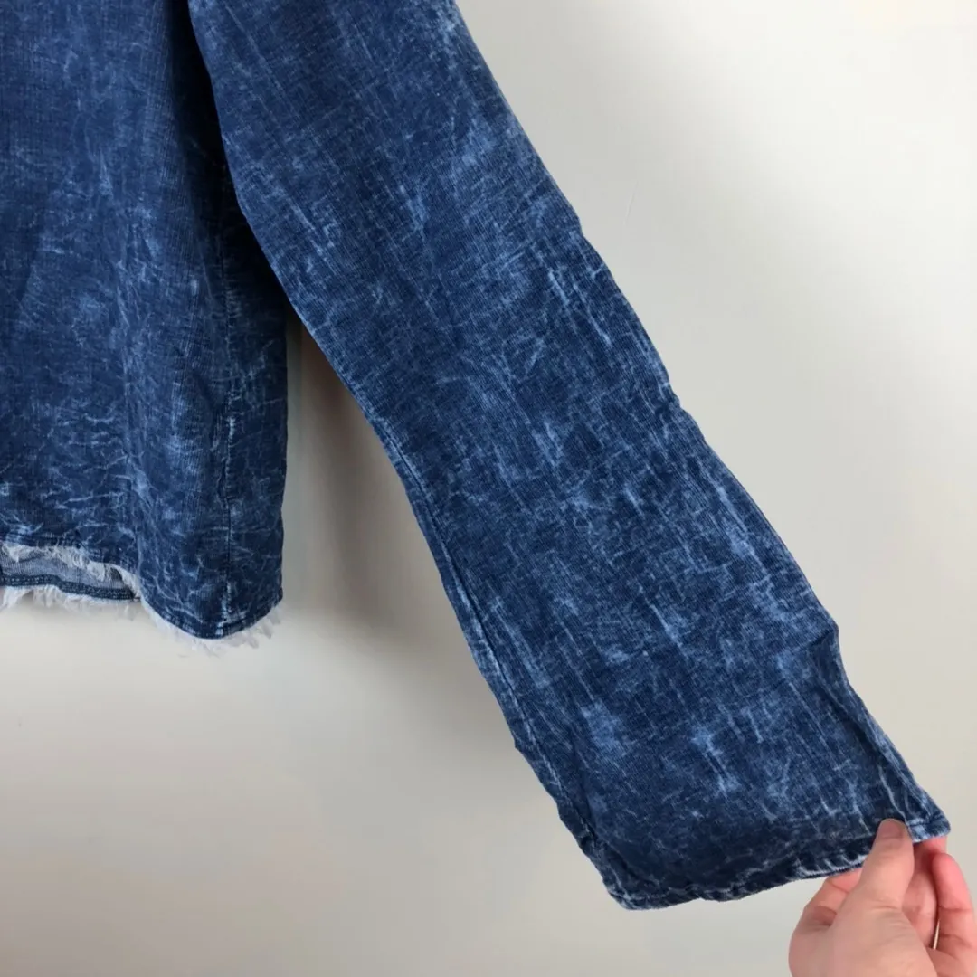 Blue Corduroy Velvet Top Long Sleeve - Image 5