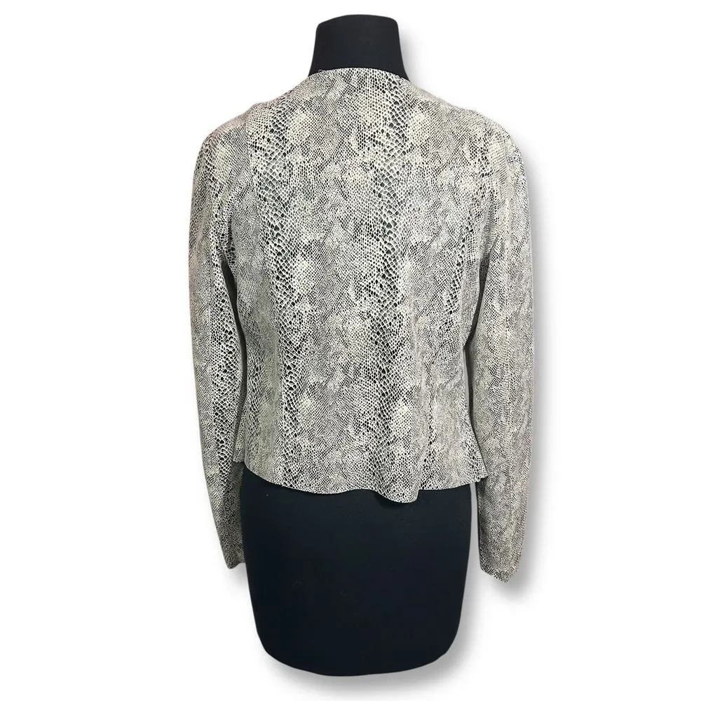 Blank NYC Snake Print Waterfall Draped Blazer Jacket Grey Open‎ Front Jacket Med - Image 2