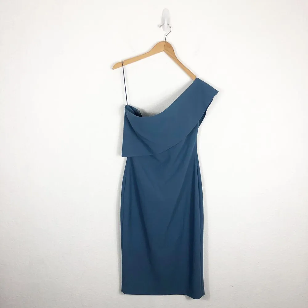 Likely Driggs Strapless Cocktail Dress Size 8 Knee Length One Shoulder Blue - Image 4