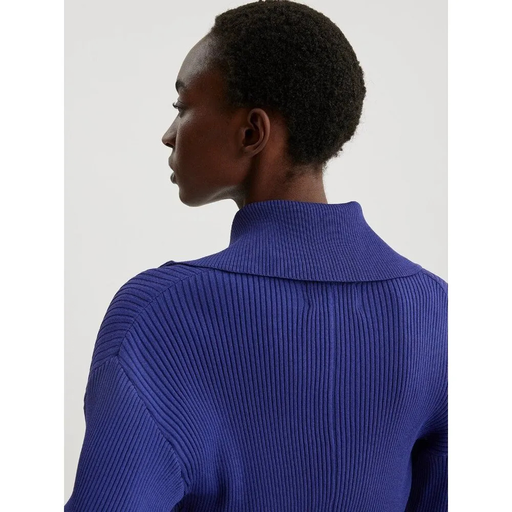 Holzweiler Vibi Foled Neck Knit Cardigan Sweater Purple Womens Size Large - Image 5