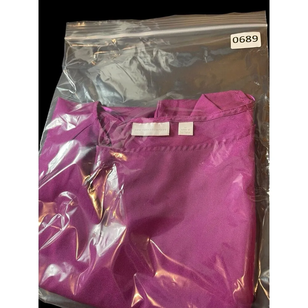 New York & Co Purplish Pink Pullover 3/4 Balloon Sleeve Dress Top M - Image 5